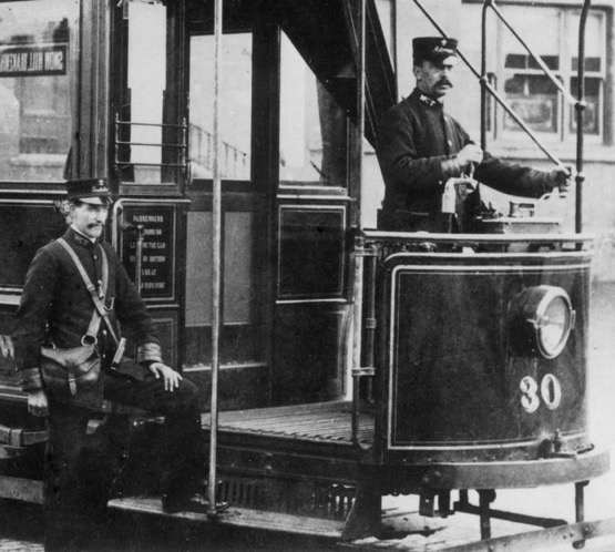 Wolverhampton Corporation Tramwatram conductor and driver
